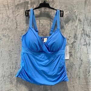 Anne Cole Womens 16W Azure Blue Twist Front Underwire Tankini Top MYPT23301 NWT